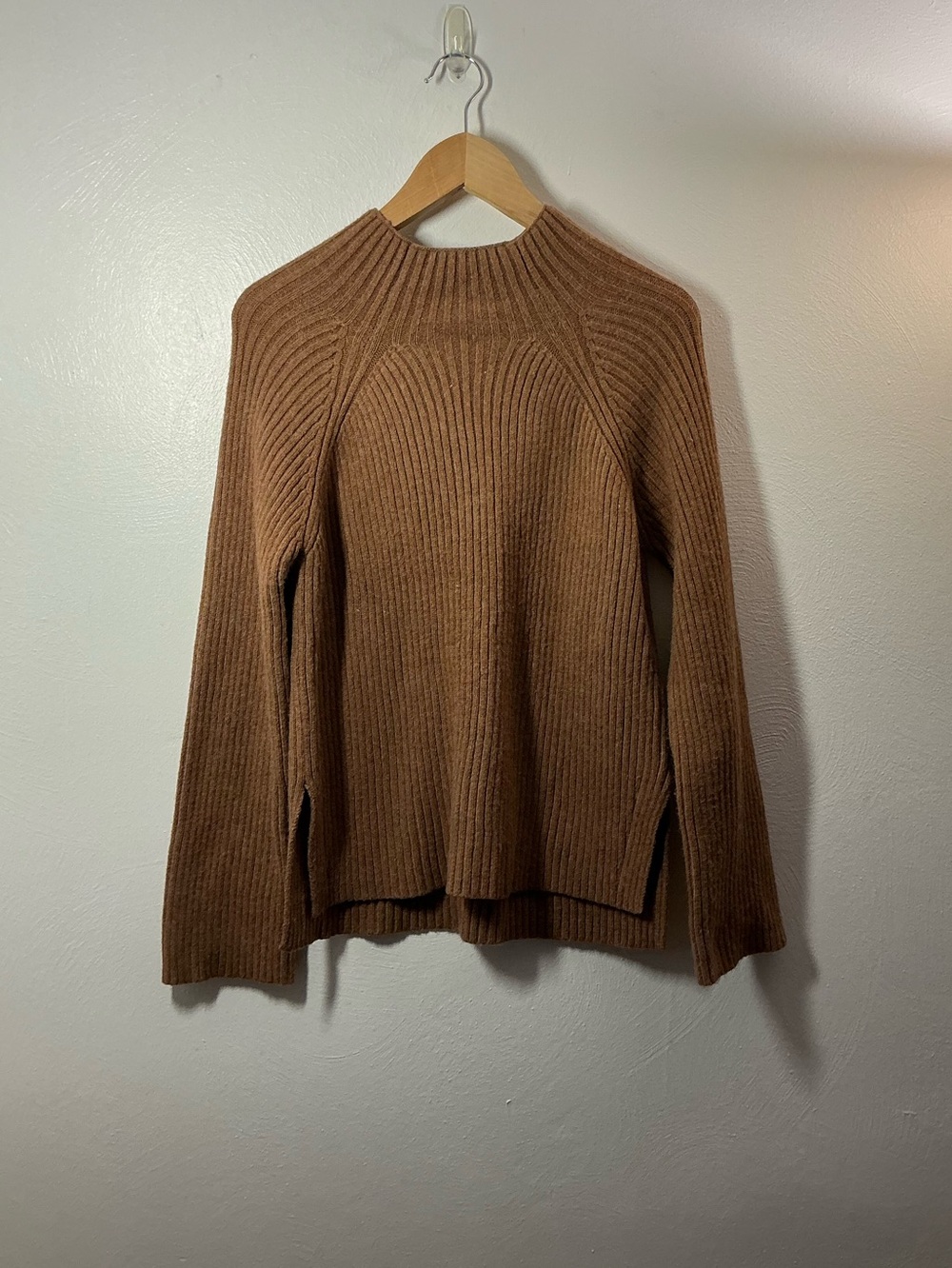 A New Day Light Brown Ribbed Mock Neck Sweater Size XS - Picture 1 of 7